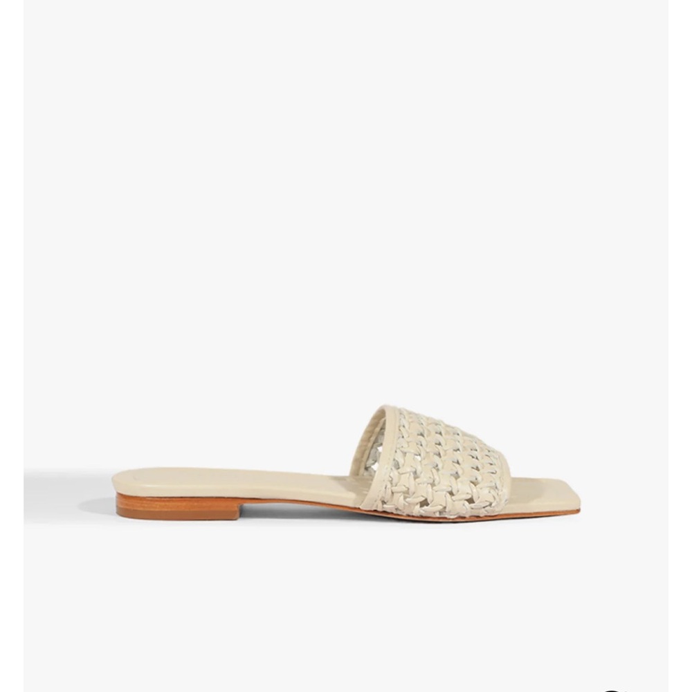 SCHUTZ Cream Woven Sandals Modern Slide